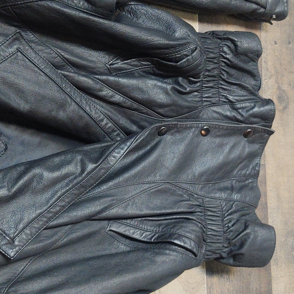 Vintage Lucky Leather Biker style Jacket  women's sz med - Picture 5 of 10